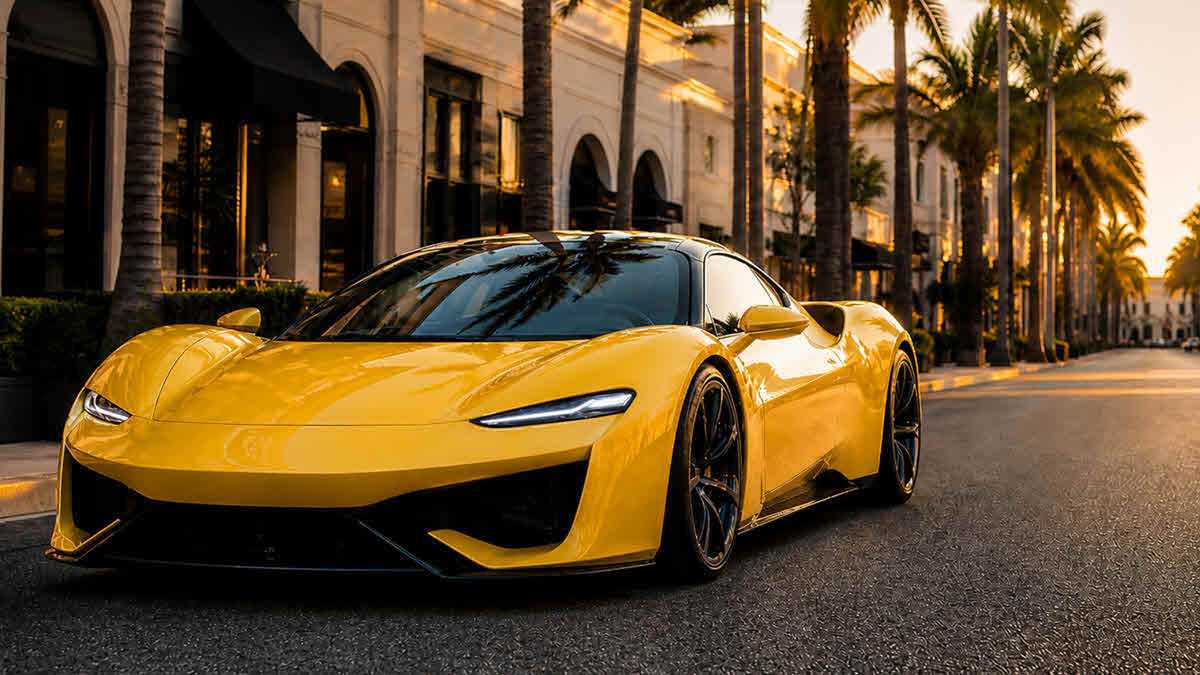Beverly Hills California Yellow Supercar