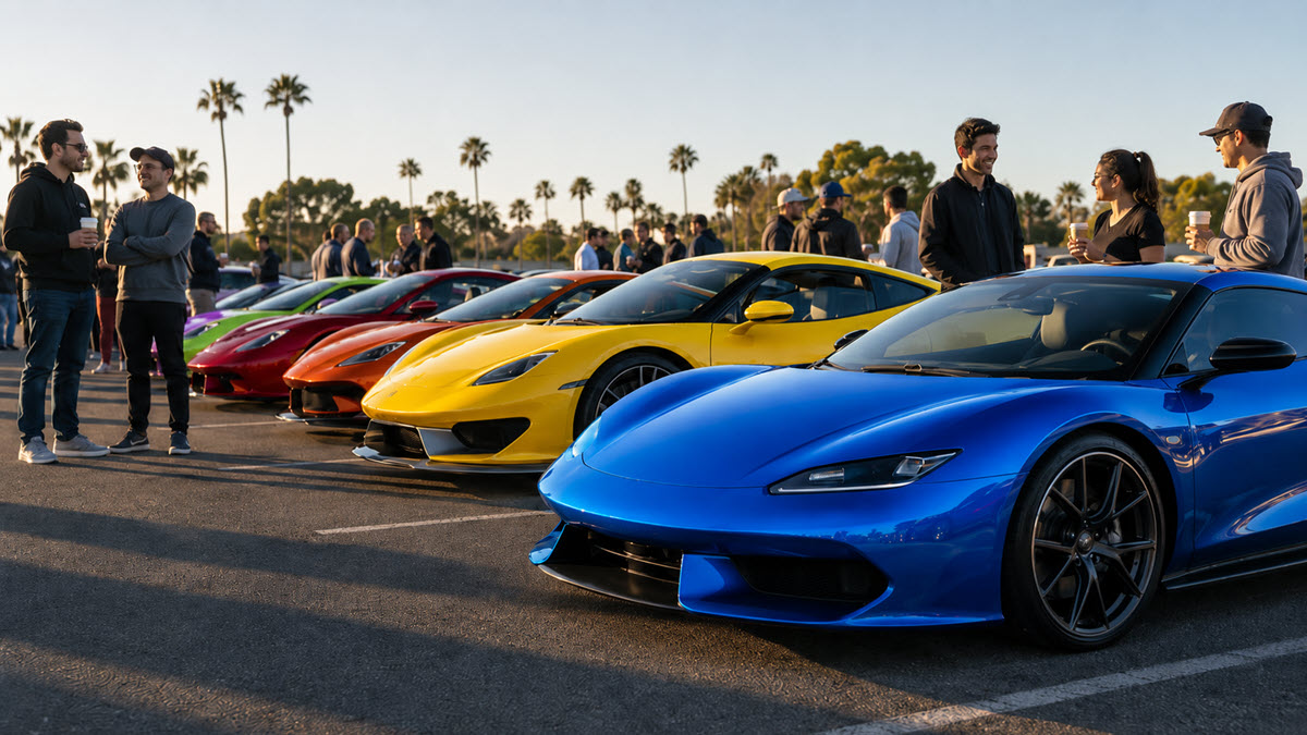 Cars and Coffee Meet — Exotic, Supercar & Hypercar Lineup at Sunrise